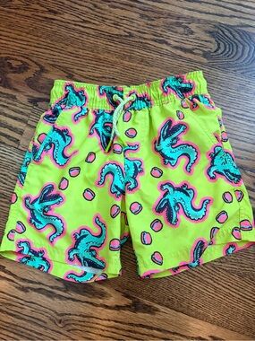 Cat & Jack Neon Yellow Alligator Print Swim Shorts